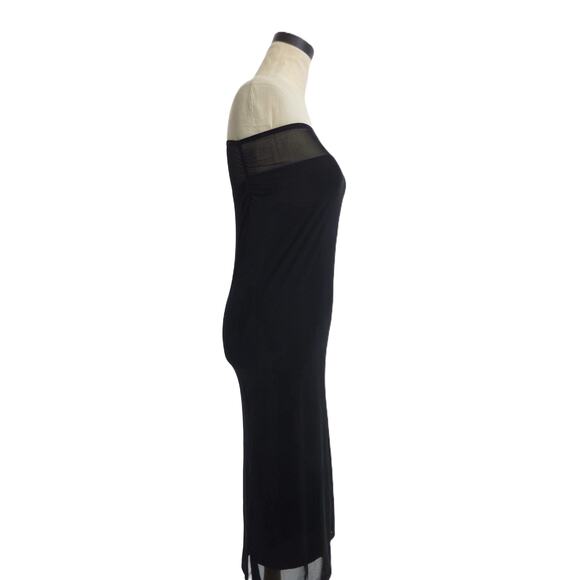 NWT Commense Black Mesh Tube Dress Strapless Nylon Sheer M - Picture 2 of 6